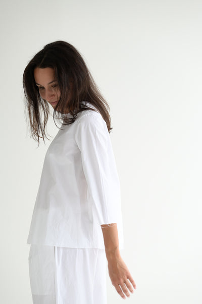 Elbow Sleeve Top in White