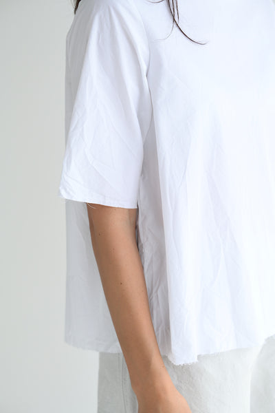 Half Sleeve Round Neck Top in White