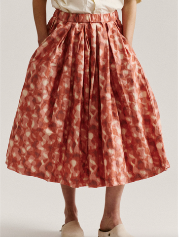 Double Rideaux Skirt in Ikat Coral