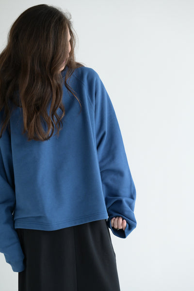 Kaya Tucked Hem Sweatshirt in Indigo