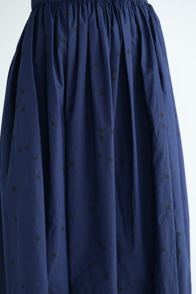 Skirt in Navy with Black Polka Dots