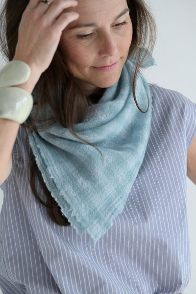 Cashmere Check Scarf in Mare