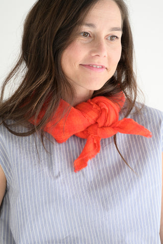 Cashmere Check Scarf in Tomato