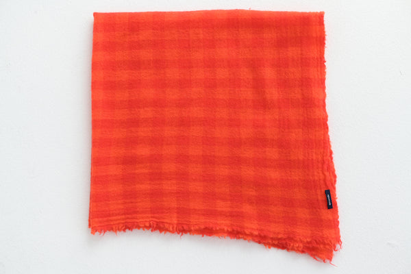 Cashmere Check Scarf in Tomato