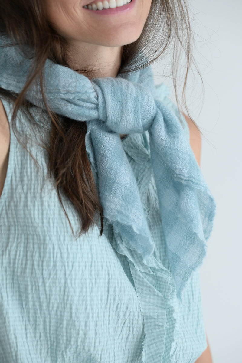 Cashmere Check Scarf in Mare