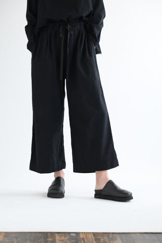 Deep Pocket Wide Leg Flannel Pants in Black