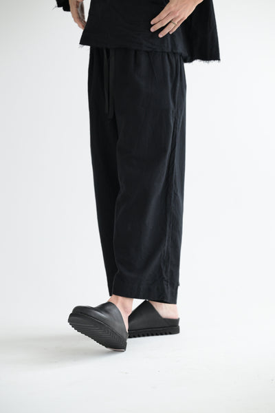 Deep Pocket Wide Leg Flannel Pants in Black