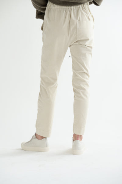 Slim Trousers Velvet in Off White