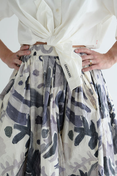 Double Rideaux Skirt in Print Blotch Grey