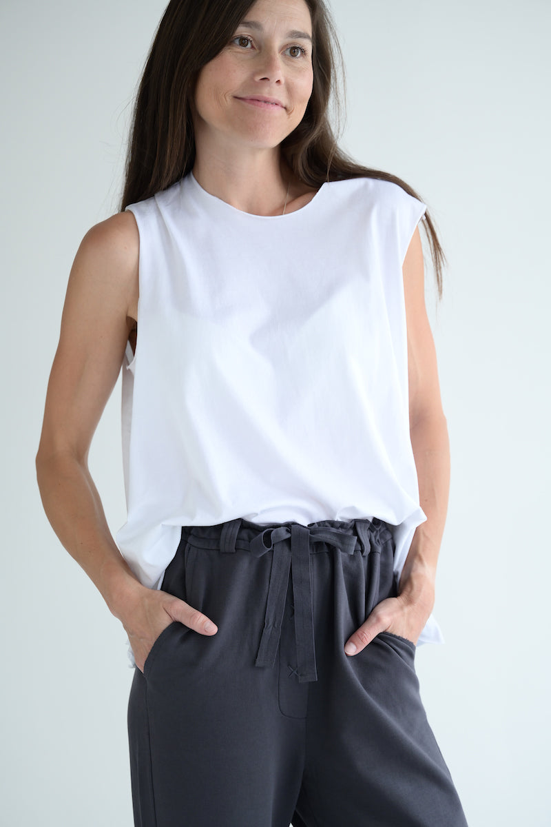 Round Neck Sleeveless Top Cotton Jersey