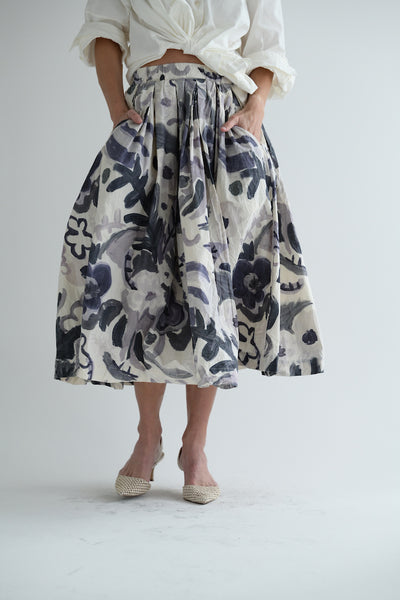 Double Rideaux Skirt in Print Blotch Grey