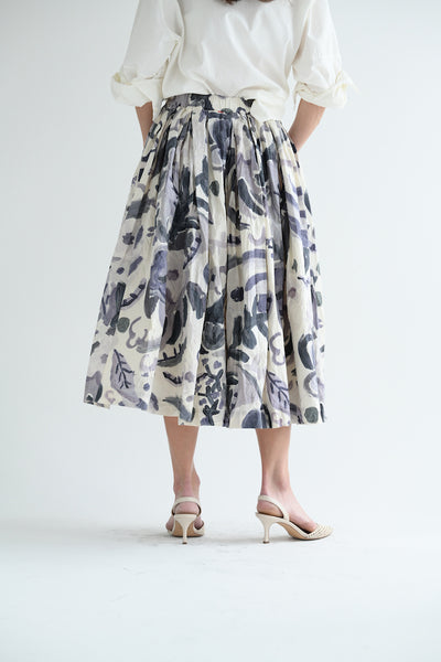 Double Rideaux Skirt in Print Blotch Grey