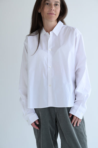 Brit Shirt in White Poplin