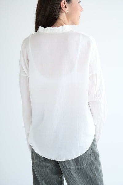 Silk Shirt Collar Shirt in Milk