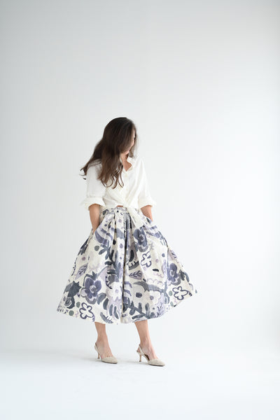 Double Rideaux Skirt in Print Blotch Grey