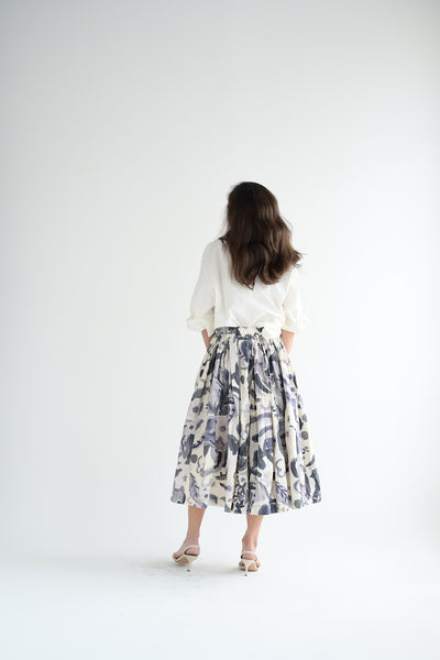 Double Rideaux Skirt in Print Blotch Grey