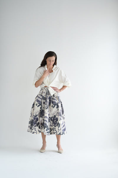 Double Rideaux Skirt in Print Blotch Grey