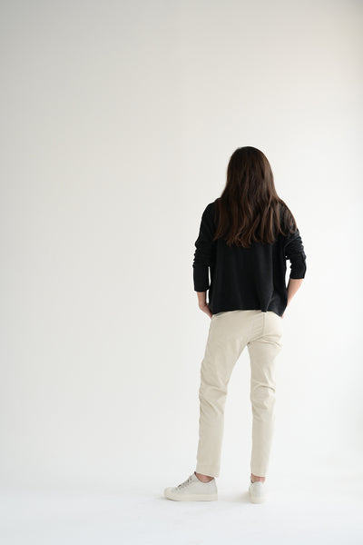 Slim Trousers Velvet in Off White