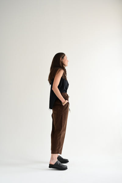 Wide & Short Trousers Velvet in Coffee