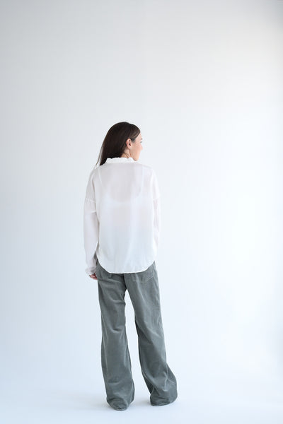 Silk Shirt Collar Shirt in Milk