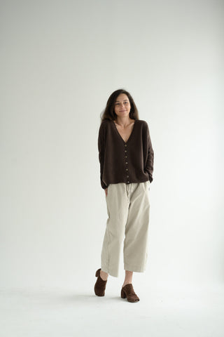 Cashmere Button Cardigan in Chestnut