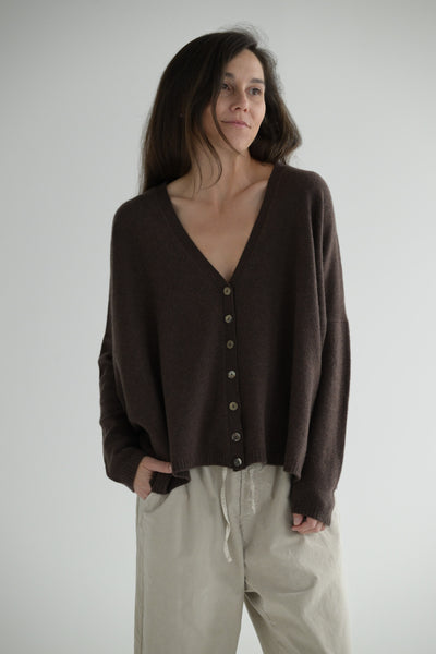 Cashmere Button Cardigan in Chestnut
