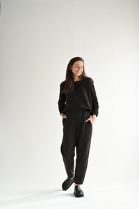 French Terry Pants in Dark Brown