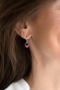 Small Crescent Earrings in Bright Pink