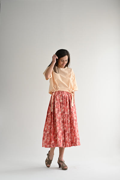 Double Rideaux Skirt in Ikat Coral