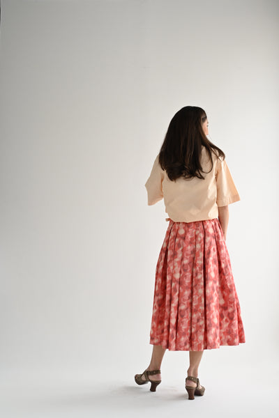 Double Rideaux Skirt in Ikat Coral