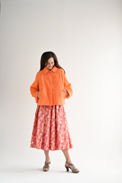 Double Rideaux Skirt in Ikat Coral