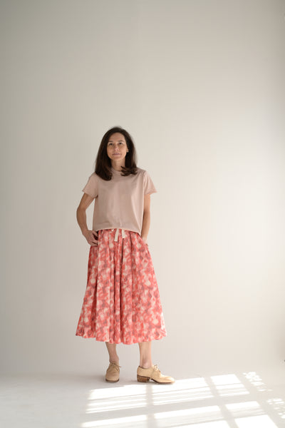 Skirt Double Rideaux in Ikat Coral