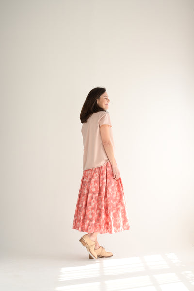 Skirt Double Rideaux in Ikat Coral