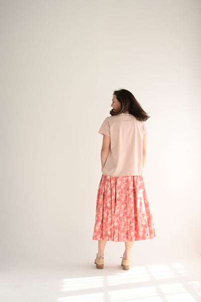 Skirt Double Rideaux in Ikat Coral