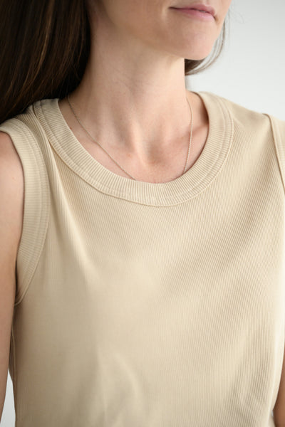 Ribbed Tank Top in Beige