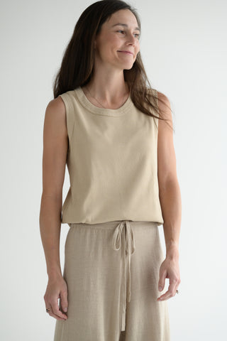 Ribbed Tank Top in Beige