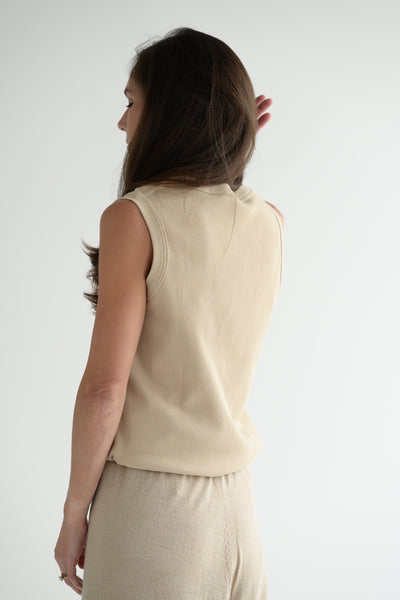 Ribbed Tank Top in Beige