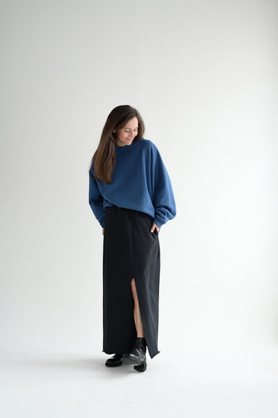 Kaya Tucked Hem Sweatshirt in Indigo