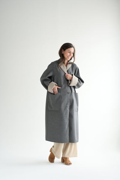 Cite Coat Fully Reversible in Oatmeal/Grey Melange