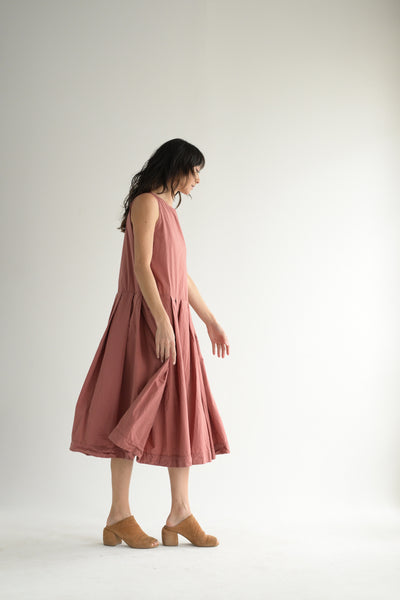 Pleated Sleeveless Dress TC in Coral