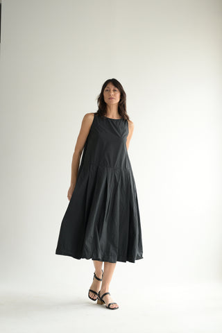 Pleated Sleeveless Dress TC in Black