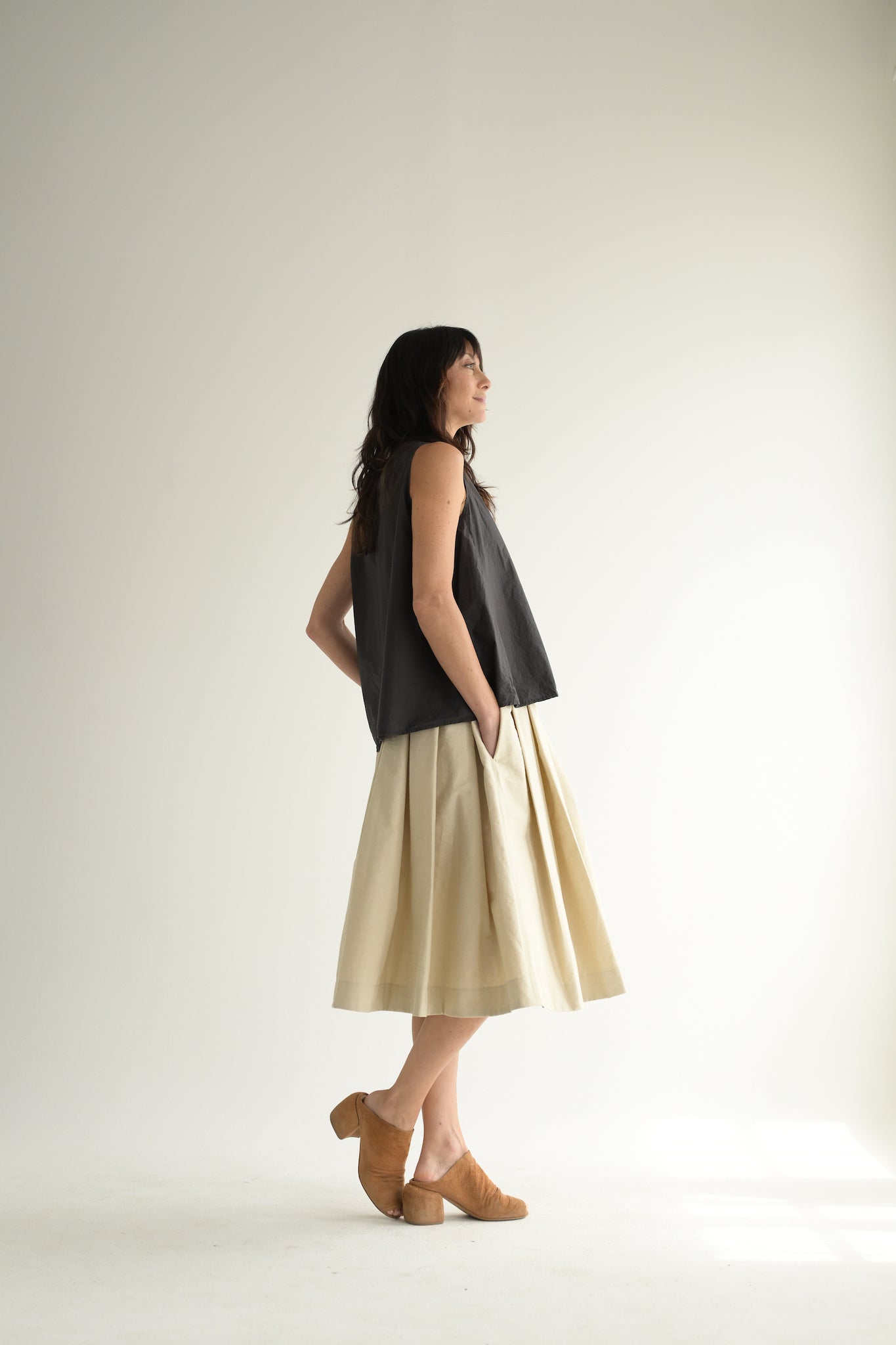 Pleated Skirt WG in Stone