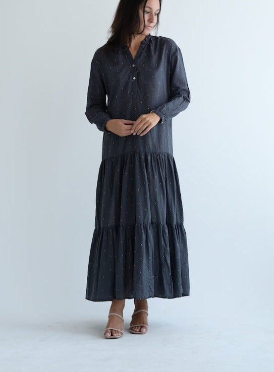 Ladak Dress in Ray's Embroidery Washed Black