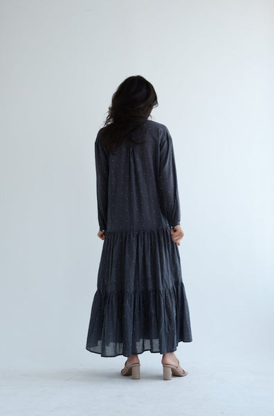 Ladak Dress in Ray's Embroidery Washed Black