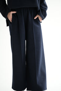 Geneva Wide Leg Pants in Navy Wool