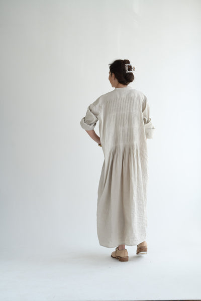 Pleated Dress in Natural