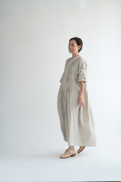 Pleated Dress in Natural