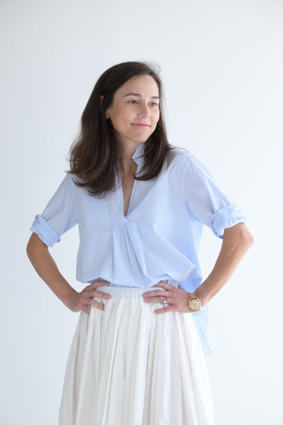 Vera Shirt in Blue Microcheck