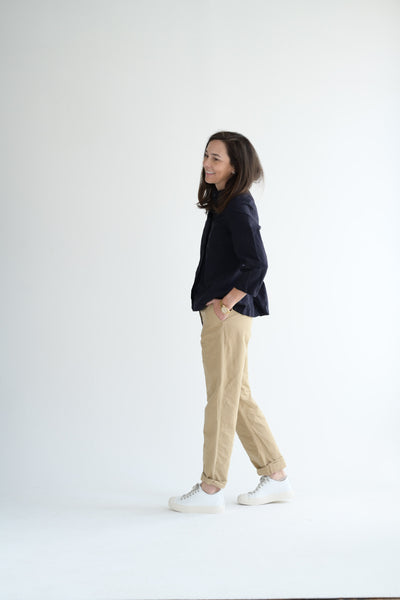 Ada Shirt in Black Cotton Linen