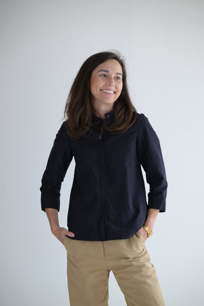 Ada Shirt in Black Cotton Linen